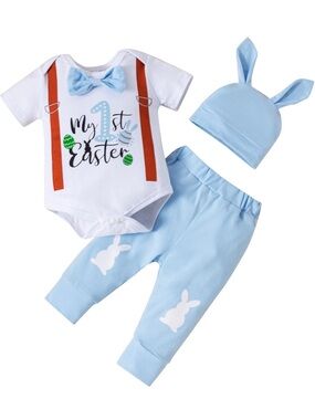 Baby Boys "My 1st Easter" Bunny Set - Light Blue & White